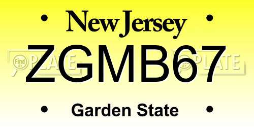 ZGMB67 New Jersey License Plate