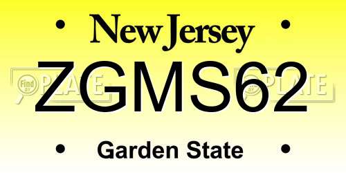 ZGMS62 New Jersey License Plate