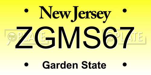 ZGMS67 New Jersey License Plate