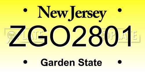 ZGO2801 New Jersey License Plate