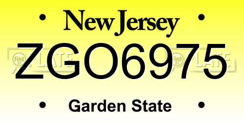 ZGO6975 New Jersey License Plate