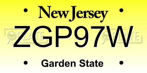 ZGP97W New Jersey License Plate