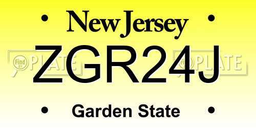 ZGR24J New Jersey License Plate