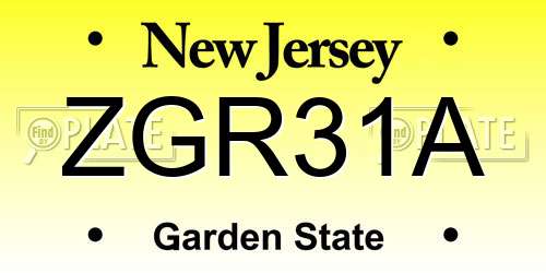 ZGR31A New Jersey License Plate