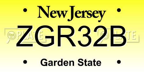 ZGR32B New Jersey License Plate