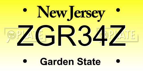 ZGR34Z New Jersey License Plate