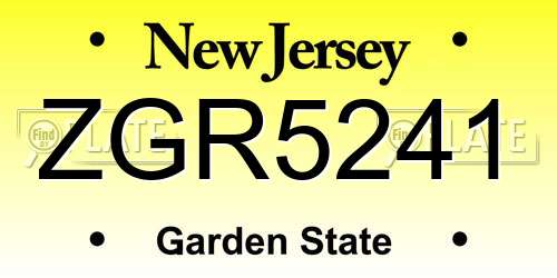 ZGR5241 New Jersey License Plate