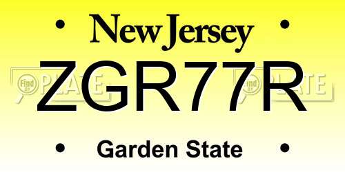ZGR77R New Jersey License Plate