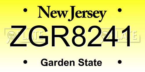 ZGR8241 New Jersey License Plate