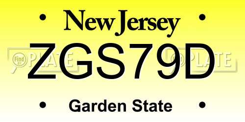 ZGS79D New Jersey License Plate