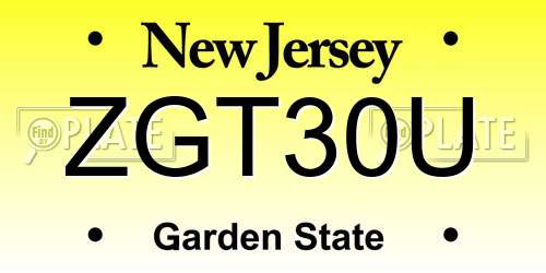 ZGT30U New Jersey License Plate