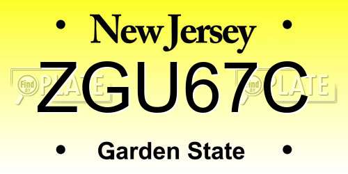 ZGU67C New Jersey License Plate