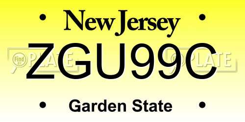 ZGU99C New Jersey License Plate