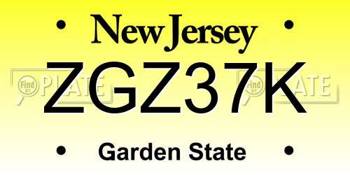 ZGZ37K New Jersey License Plate
