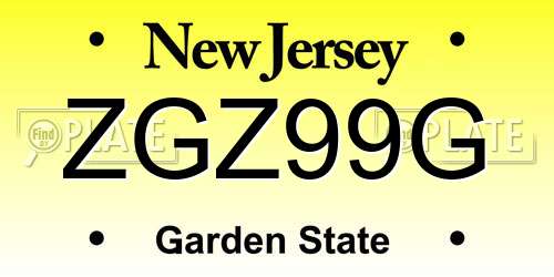 ZGZ99G New Jersey License Plate