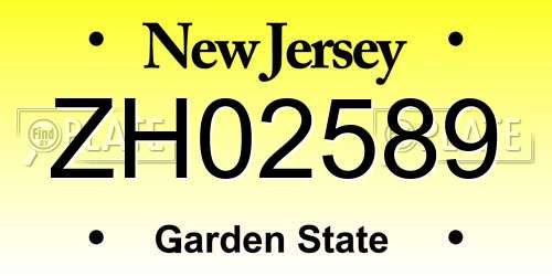 ZH02589 New Jersey License Plate