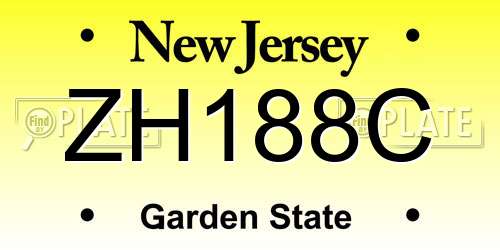 ZH188C New Jersey License Plate