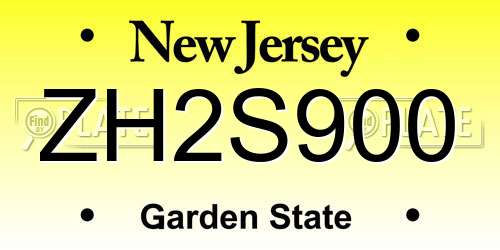 ZH2S900 New Jersey License Plate