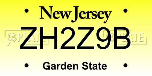 ZH2Z9B New Jersey License Plate