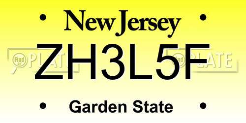 ZH3L5F New Jersey License Plate