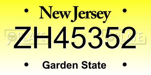 ZH45352 New Jersey License Plate