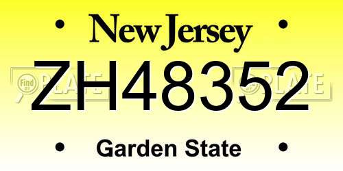 ZH48352 New Jersey License Plate