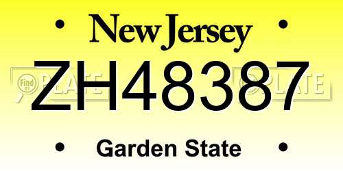 ZH48387 New Jersey License Plate