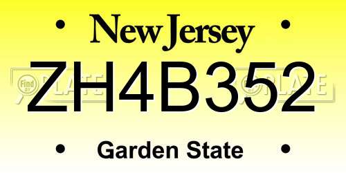 ZH4B352 New Jersey License Plate