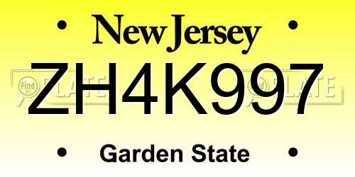 ZH4K997 New Jersey License Plate