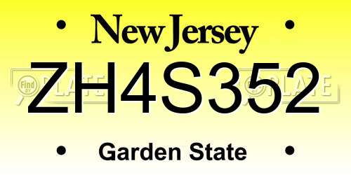 ZH4S352 New Jersey License Plate