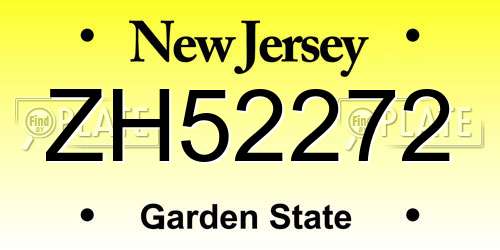 ZH52272 New Jersey License Plate