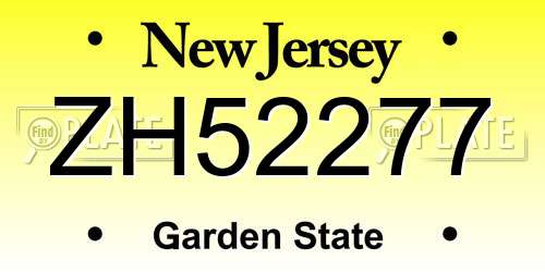 ZH52277 New Jersey License Plate