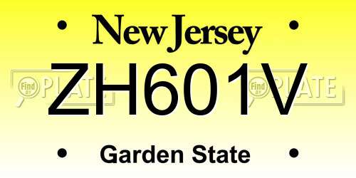 ZH601V New Jersey License Plate