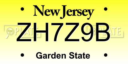 ZH7Z9B New Jersey License Plate