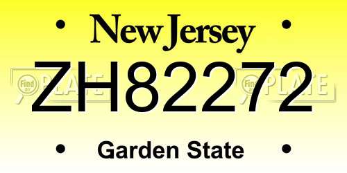 ZH82272 New Jersey License Plate
