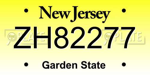 ZH82277 New Jersey License Plate