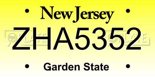 ZHA5352 New Jersey License Plate