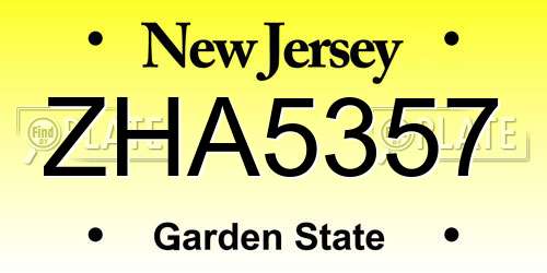 ZHA5357 New Jersey License Plate