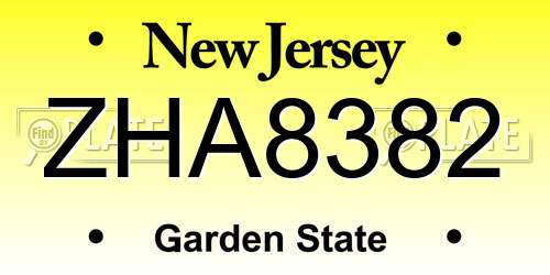 ZHA8382 New Jersey License Plate