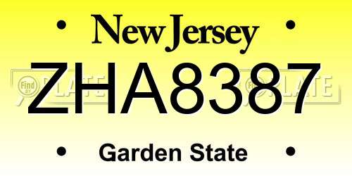 ZHA8387 New Jersey License Plate