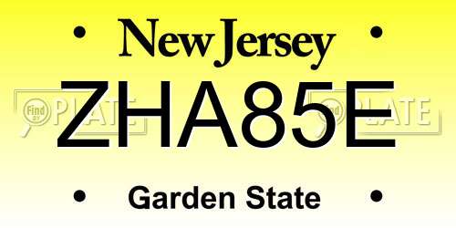 ZHA85E New Jersey License Plate