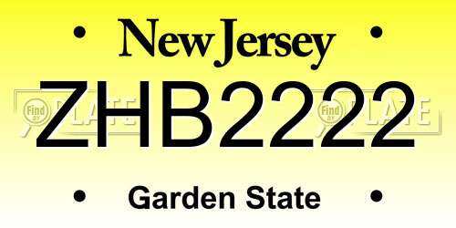 ZHB2222 New Jersey License Plate