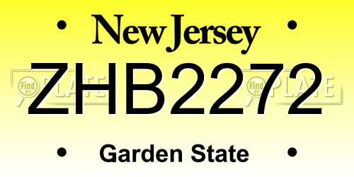ZHB2272 New Jersey License Plate