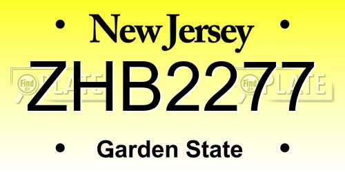ZHB2277 New Jersey License Plate
