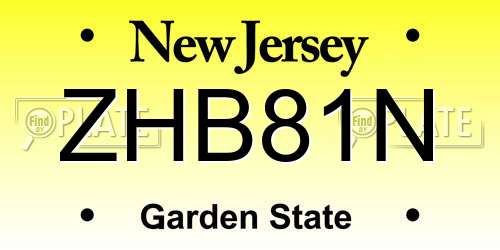 ZHB81N New Jersey License Plate