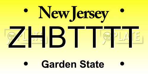 ZHBTTTT New Jersey License Plate