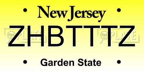 ZHBTTTZ New Jersey License Plate