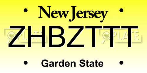 ZHBZTTT New Jersey License Plate