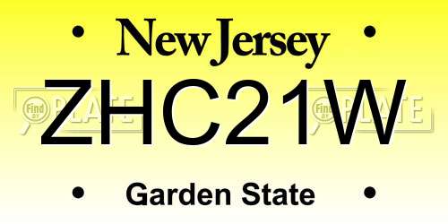 ZHC21W New Jersey License Plate