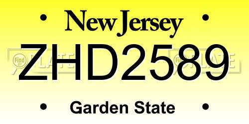 ZHD2589 New Jersey License Plate
